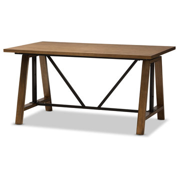 Nico Rustic Industrial Metal and Distressed Wood Adjustable Height Work Table