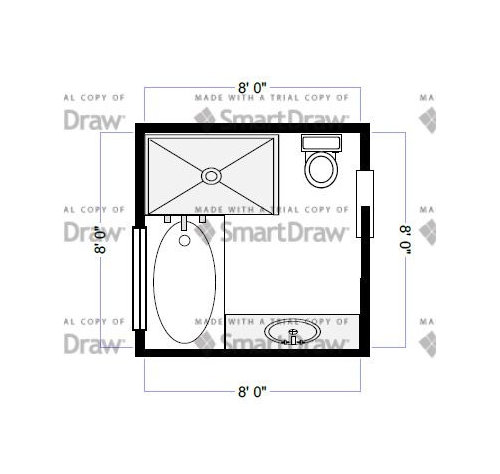 Bathroom layout idea 8x8