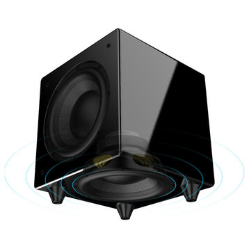 8" 300W Dynamic Powered Subwoofer With Active and Passive Woofers, Nero-DualX8