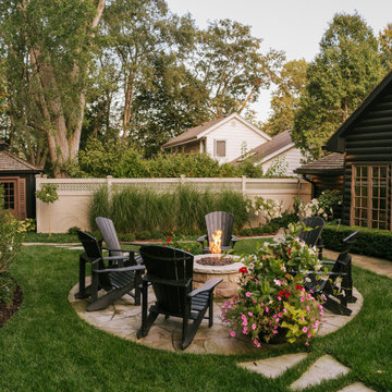 Natural Stone Patio with Fireplace