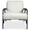 Modern Brazilian, Fly, Accent Chair, Boucle Ivory Upholstery, Black Frame