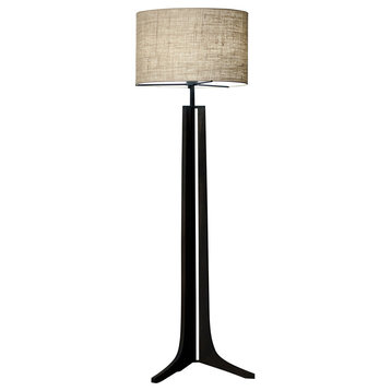 Forma - LED Floor Lamp - Burlap Shade, Dark Walnut, Brushed Aluminum