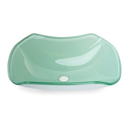 Siena Scalloped Bowl Shaped Tempered Glass Bathroom Sink - Bathroom Sinks