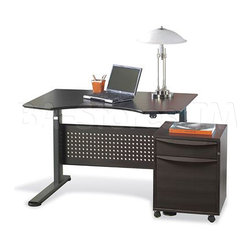 Sit-Stand 47" Prestige Espresso Desk & Mobile Pedestal Set - Home Office Accessories