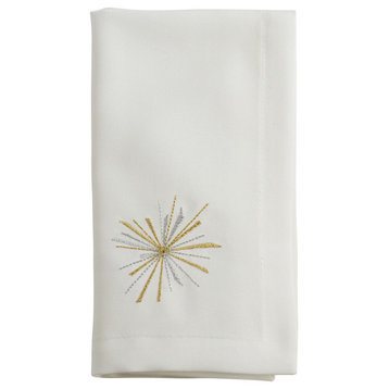 Starburst Design Cloth Napkins, Set of 4, White