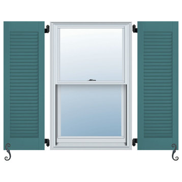 Architectural All Louver, Louver Colonial Shutters, Set of 2, Tempest Blue