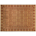 Bareen's Designer Rugs - Paracha Pak-Persian Vernell Rust/Tan Wool Rug - 9'10 x 12'3 - Designed with mesmerizing intricacy and gorgeous color palette, this hand-knotted masterpiece demonstrates the beauty and electrifying thrill of Pak Persian art. These meticulously handcrafted Pak-Persian rug is made with pure wool and features breathtaking traditional and Transitional designs in bold lush color pallet. Known for their intricate designs these rugs are a reproduction of Persian rugs, made in Pakistan with unique Mughal designs. Made by master weavers using the same Persian texture, design and dying technique, we wanted to produce the most significant manifestation of the Persian art, life and culture. This rug is most famous for its exceptional quality, incredible designs, patterns and vibrant rich color. Pak-Persian rugs made with Persian weave with high knot counts, which enables the high intricacy and detail found in the patterns are also referred to as "State of art", each color adds a rich beautiful detail in the artwork of this rug. The design, color and beautiful chromatic composition with a vibrant sheen with traditional and Transitional designs, exude beauty, elegance and quality make this rug a masterpiece of its own.