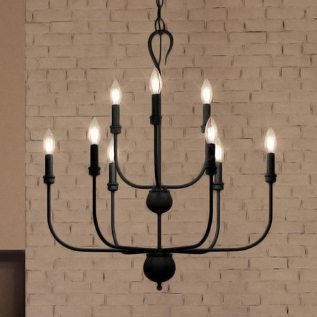 Luxury Classic Chandelier, 31.5''H x 27''W, in Matte Black