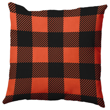 Buffalo Plaid Accent Pillow, Harvest Orange, 18"x18"