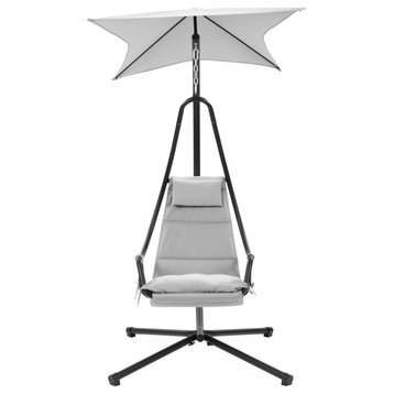 CorLiving Kinsley Patio Hammock Chair with Adjustable Canopy, Light Grey