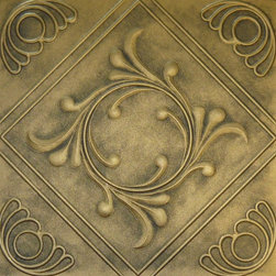 R 02 Styrofoam Ceiling Tile 20x20 - Antique Brass - Ceiling Tile