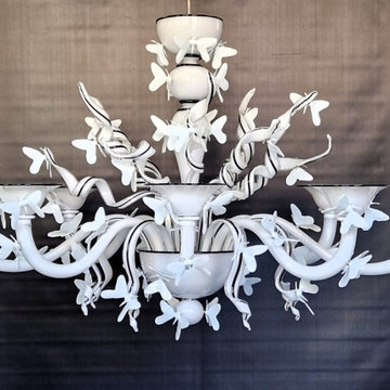 Custom Commissioned Diego Costantini Murano Glass Butterflies Chandelier