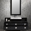 Moselle 59" Glass Vanity, Mirror, Black, Fortore Chrome Faucet