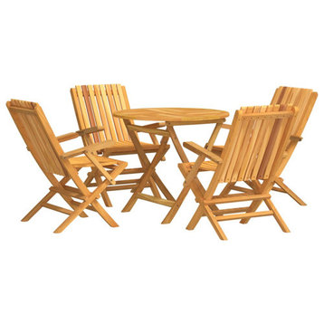 vidaXL Patio Dining Set Table and Chair Furniture 5 Piece Solid Wood Teak