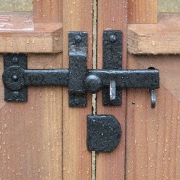 Custom Cedar Side Gate - Latch, Drop Bar, Gate Stop Close Up