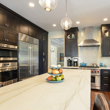 White Macaubas Honed Quartzite Kitchen