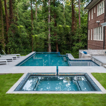 Buckhead Steep Slope Infinity Pool with Seat Wall & Fire Pit