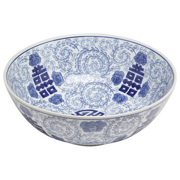 14" Blue and White Bowl