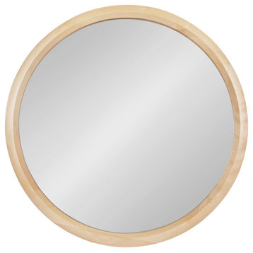 Pao Curved Framed Wood Wall Mirror, Natural, 28"