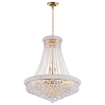 CWI LIGHTING 8001P28G 18 Light Down Chandelier with Gold finish