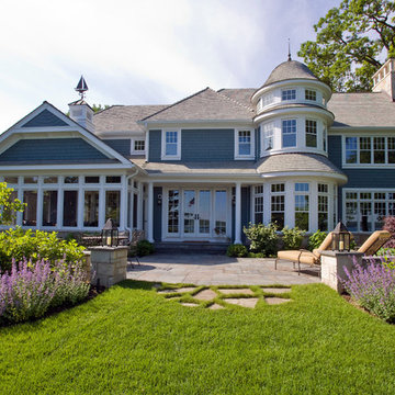 Rear Elevation with Bluestone Terrace, Columns and Stepping Stone