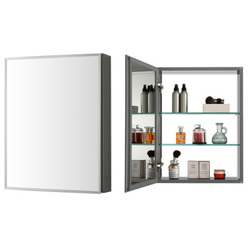 Aluminum Bathroom Medicine Cabinet, Recess Or Surface Mount, 20"x26"