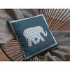 Light Elephant Double Sided Suede Pillow, Zippered, White on Muted Blue