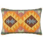 Bareens Designer Rugs - Turkish Rustic Dunlop Hand Woven Kilim Pillow - Embellish your home with this timeless casual chic handmade Southwestern Kilim throw pillow covers made with wool and cotton. Constructed on a loom by Nomad Turkman people with hand spun wool and Natural Vegetable dyes these beautiful Kilim pillow covers are known for their beautiful repetitive geometrical, naturalistic floral and traditional patterns yet still giving it a moden look. Masterfully artisan-crafted on traditional Kilim looms with a contemporary fashion palette producing bold intricate sharp patterns making them a standout piece in any decor.