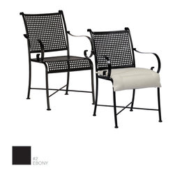 Verano Traditional Wrought Iron Dining Arm Chair by Summer Classics - Outdoor Dining Chairs