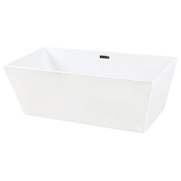 Aqua Eden 67" Freestanding Square Acrylic Tub With Drain, White
