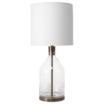 nuLOOM 29" Yolanda Glass Linen Shade Gold, On-Off Switch Table Lamp