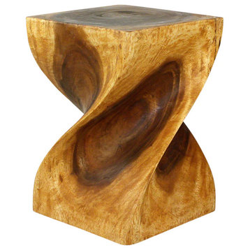 Haussmann Big Twist Wood Stool Table 14 in SQ x 20 in H Oak Oil