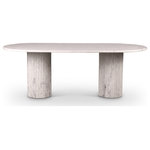 Meridian Furniture - Messina Marble Dining Table, White, Genuine Marble - Step into luxury with the stunning Messina dining table in classy white marble. Its exquisite design and luxurious finish will instantly elevate any space. This beautifully crafted piece features genuine white marble with elegant grey veins and fluted marble bases, perfect for adding a touch of flair and panache to any space. Embrace sophistication and timeless beauty with the art deco-inspired design of the Messina.