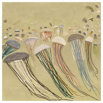 "Jellyfish in Gold" Stretched Canvas Art by Eli Halpin, 39"x39"