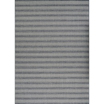 Afuera Beachcomber 5262 and 3308 Striped Rug, Anthracite and Sand, 9'2"x12'5"