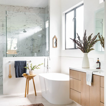Bathroom Design Dallas – Freestanding Tub, Marble Shower & Natural Light | Lark