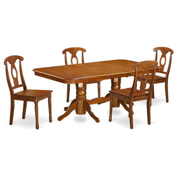 East West Furniture Napoleon 5-piece Dining Table and Chairs in Saddle Brown