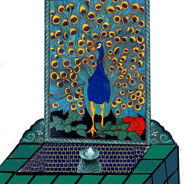 Peacock wall fountain idea