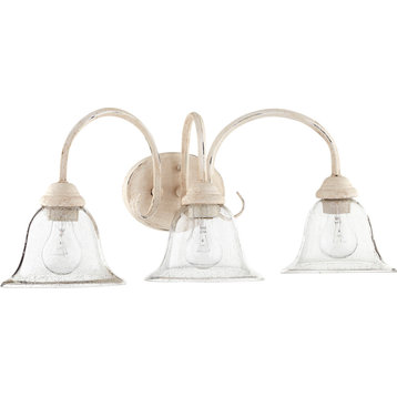 Spencer 3-Light Vanity Fixture, Persian White With Clear Seeded Glass