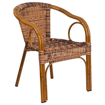 Bowery Hill Rattan/Aluminum Chair in Burning Brown/ Dark Red