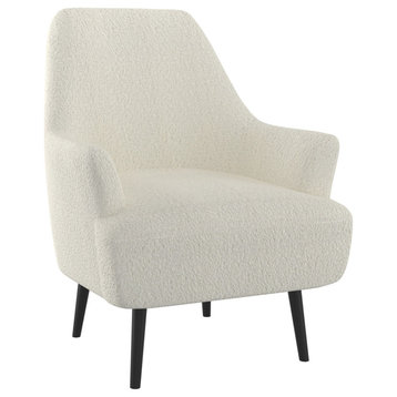 Modern Boucle Fabric Accent Chair, Cream