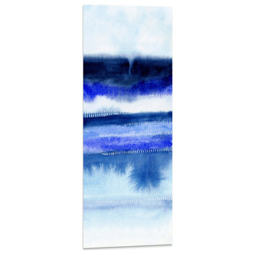 "Shorebreak Abstract B" Blue Abstract Wall Art Tempered Glass Wall Art 63" x 24"
