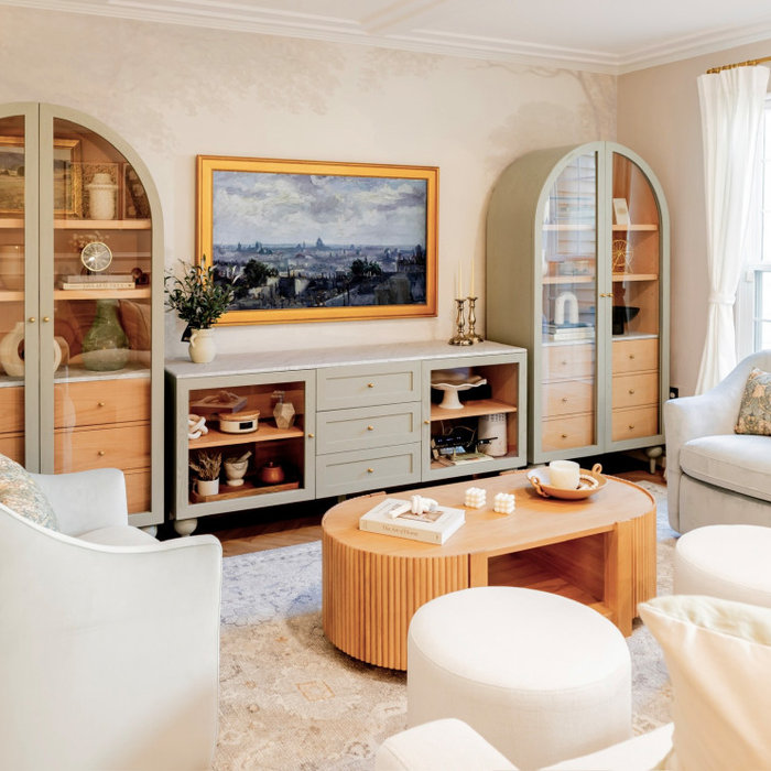 We transformed our clients living room, dining room, entryway and staircase into an Art Deco Paradise - where vintage meets modern. This project was a lot of fun for us to tune into a different style