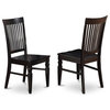 East West Furniture Weston 10" Wood Dining Chairs in Black (Set of 2)