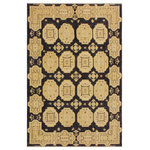 Bareens Designer Rugs - Classic Ziegler Josue Blue Tan Hand-Knotted Wool Rug - 4'11'' x 7'11'' - Enhance the ambiance of your home with this magnificent Persian-influenced Turkish hand-knotted rug made by skilled artisans capable of creating the most exceptional vegetable dyes and hand-spun wool. This exquisite handmade rug is a one-of-a-kind Peshawar Kafkaz, otherwise identified as Chobi, Chobi Peshawar, Oushak, or Ziegler rug. These handmade rugs are crafted in Pakistan utilizing superior-quality wool imported from Australia, New Zealand, and Korea in two types of weaves: the Persian weave and the Mori weave. This rug is meticulously crafted by hand using the finest natural vegetable dyes extracted from local plants. The artisans use a blend of hand-spun local and fine merino wool, resulting in a rug with a compelling texture, higher lanolin content, and longer staple. The artisans occasionally incorporate natural or artificial silk into the pile to enhance specific motifs. The finished product is an awe-inspiring execution of flawless design and an understated palette that exudes elegance.