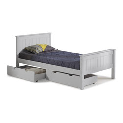 Alaterre Furniture - Alaterre Furniture Harmony Twin Wood Platform Bed with Storage Drawers-Dove Gray - Platform Beds