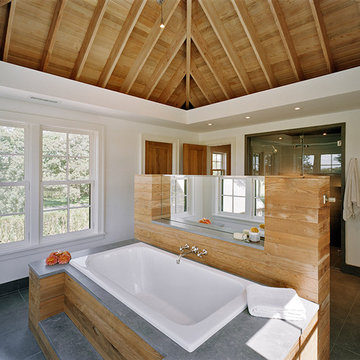 Reclaimed wood flooring + paneling