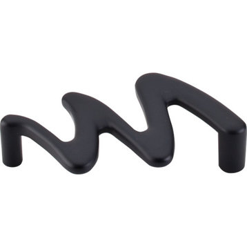 Top Knobs  -  Nouveau II Squiggly Pull 3 3/4" (c-c) - Flat Black