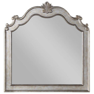 ACME Esteban Wooden Mirror with Arched Top in Silver