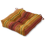 Greendale Home Fashions - Outdoor 20" Chair Cushion, Kinnabari Stripe - Enhance the look and feel of your patio furniture with this Greendale Home Fashions 20 inch outdoor dining cushion. This cushion fits most standard outdoor furniture, and comes with string ties to keep cushion firmly in place. Circle tacks create secure compartments which prevent cushion fill from shifting. Each cushion is overstuffed for lasting comfort and durability with a soft polyester fill made from 100% recycled, post-consumer plastic bottles, and covered with a UV resistant, 100% polyester outdoor fabric. This cushion is also water, stain, and mildew resistant. A variety of colors and prints are available to enhance your outdoor decor.